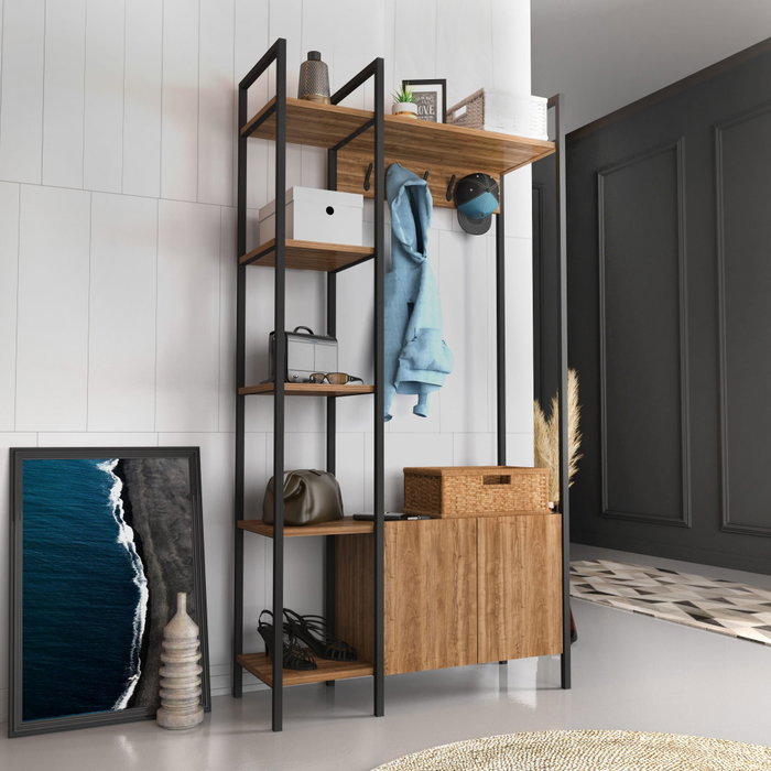 Hanah Home Doga Recibidor Industrial Nogal y Negro